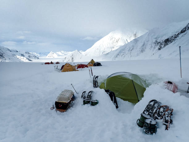 istock Camping in the mountains. Winter expedition 1152451303