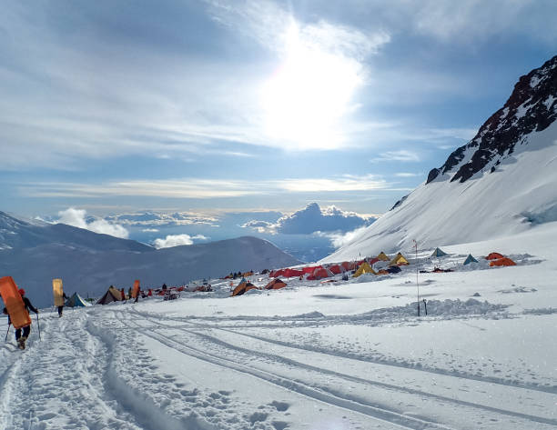 istock Base camp in the mountains. Winter expedition 1152451305
