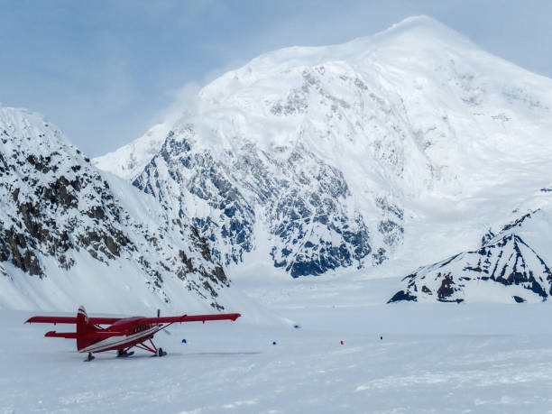 istock Camping in the mountains with airstrip. Winter expedition. 1152451756