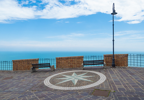 Silvi, Italy - 19 May 2019 - A small hilltop village with views of the Adriatic Sea, in the province of Teramo, Abruzzo region. Here in particular the central street with panoramic terrace