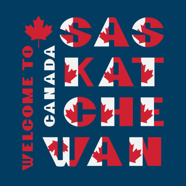 illustrations, cliparts, dessins animés et icônes de affiche de motivation de style drapeau canada avec texte welcome saskatchewan. typographie moderne pour entreprise voyage graphique imprimé, mode hipster. illustration vectorielle. - saskatchewan flag canada banner