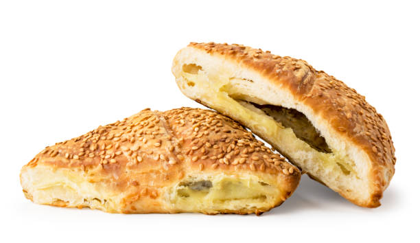 istock Buns puff with sesame and meat filling on a white background. 1152456921