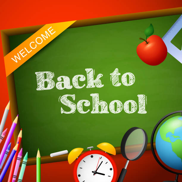 istock Welcome, back to school lettering on chalkboard, alarm clock 1152457035