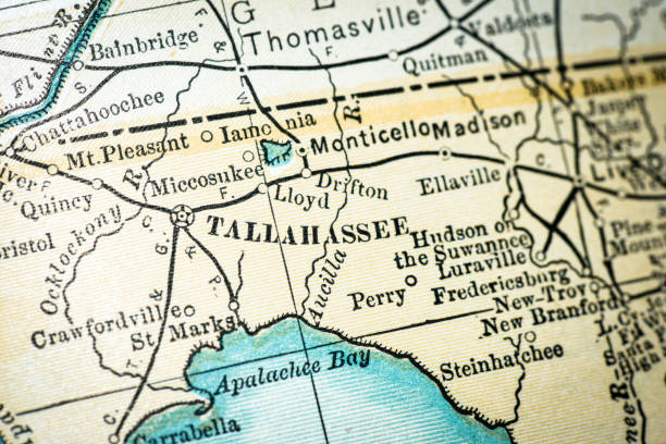istock Antique USA map close-up detail: Tallahassee, Florida 1152458462