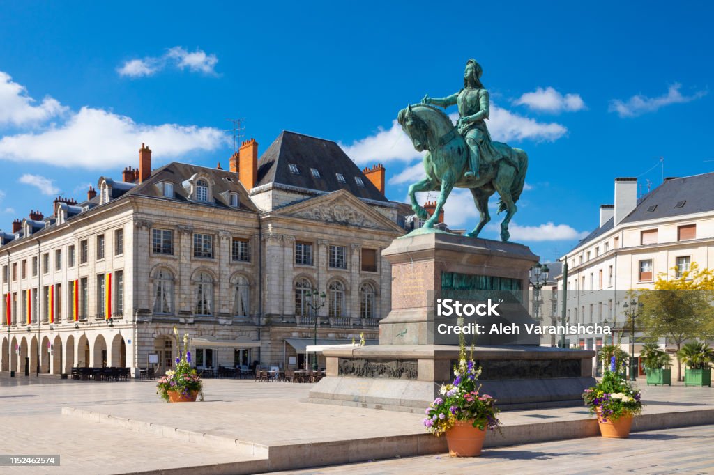 Monument of Jeanne d'Arc (Joan of Arc) on Place du Martroi in Orleans, France Monument of Jeanne d'Arc (Joan of Arc) on Place du Martroi in Orleans Orleans - France Stock Photo