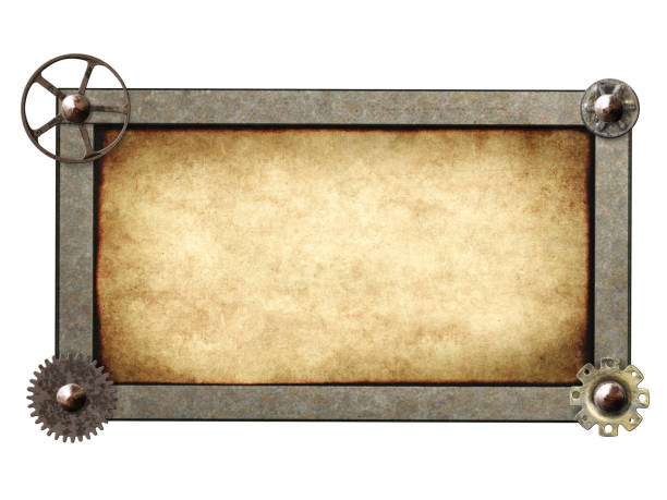 istock Metallic frame with vintage machine gears and cogwheel 1152463823