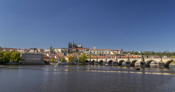 istock Charles bridge and Prague Castle panorama. 1152465631