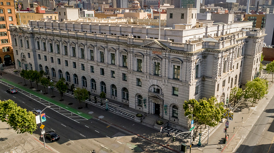 High quality aerial stock photos of the historic and beautiful Ninth Circuit Court of Appeal in San Francisco.