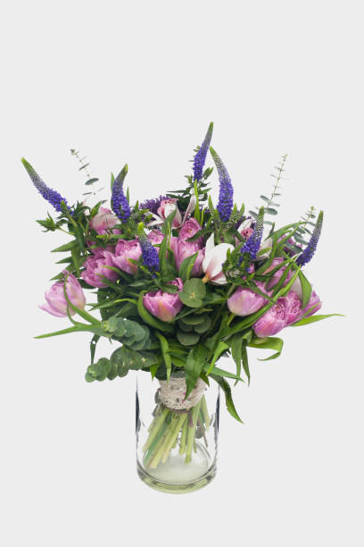 istock Beautiful bouquet with pink tulips close up 1152472021