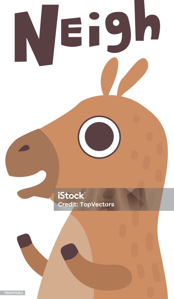 Cute Cartoon Horse Farm Animal Neighing Vector Illustration Stock  Illustration - Download Image Now - iStock