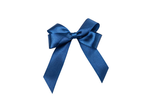 istock Shiny blue satin ribbon on white background 1152475921