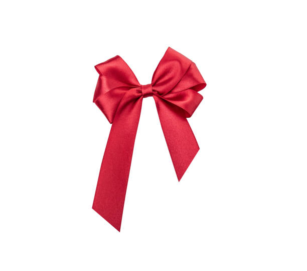 istock Shiny red satin ribbon on white background 1152475922