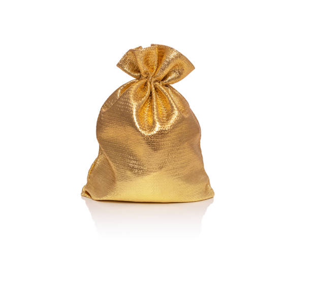 istock Gold gift bag isolated on white background. 1152475929