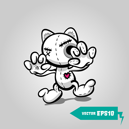 Voodoo Chat En Colère Cousu Voodoo Chat Helloween Sticker Art Vecteurs libres de ...