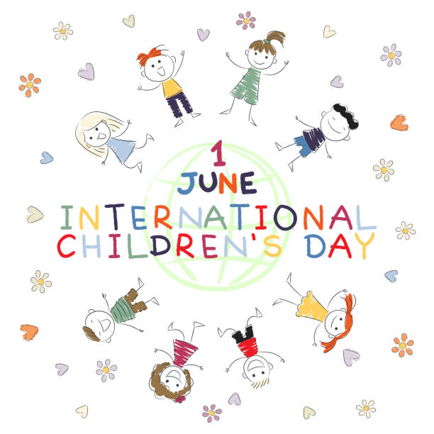 Children's Day. International Day for the Protection of Children. Smiling funny kids. Children's Day. International Day for the Protection of Children. Smiling funny kids. june 1 stock illustrations