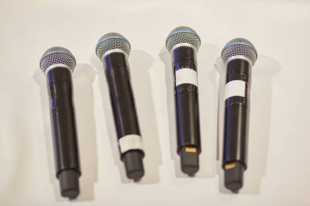 istock Microphones on a white background. Close-up 1152477107
