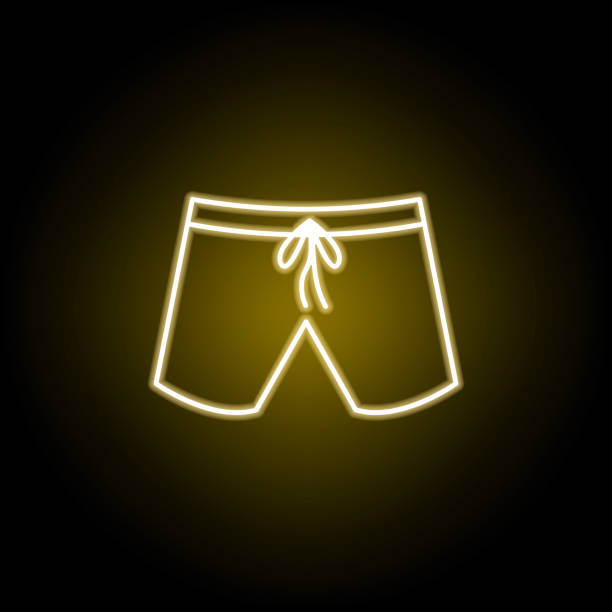 ilustrações, clipart, desenhos animados e ícones de ícone dos troncos de natação no estilo de néon. sinais e símbolos podem ser usados para web, logotipo, aplicativo móvel, ui, ux - shorts swimming shorts bermuda shorts beach