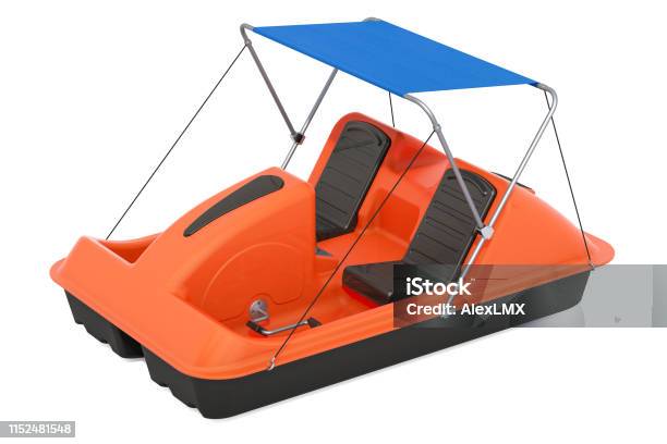 Paddle Boat With Canopy 3d Rendering Isolated On White Background Stock Photo - Download Image Now