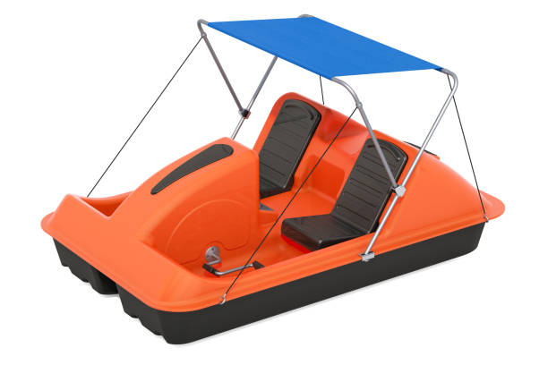 лодка paddle с навесом, 3d р�ендеринг изолированный на белом фоне - pedal boat стоковые фото и изображения