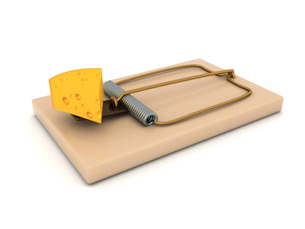 istock 3D Rendering of mousetrap with cheese as lure 1152485362