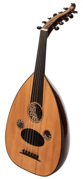 Oud musical instrument. Background is white