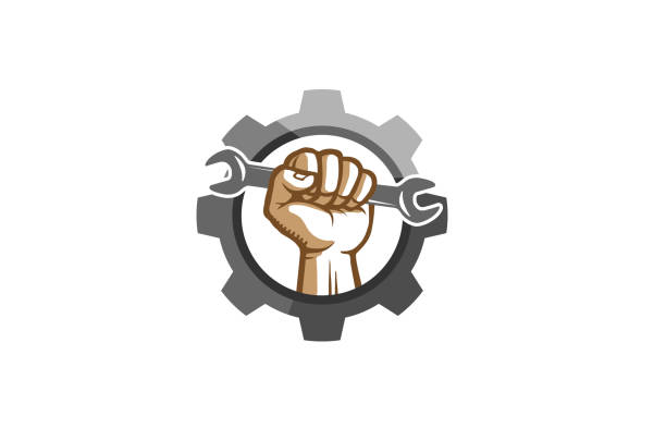 Creative Mechanic Gear Hand Wrench  Vector Design Illustration Creative Mechanic Gear Hand Wrench  Vector Design Illustration hand wrench stock illustrations
