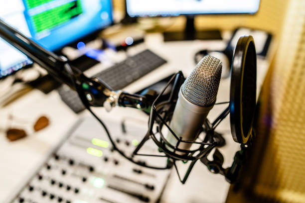 istock Microphone at the radio station studio broadcasting news 1152496752
