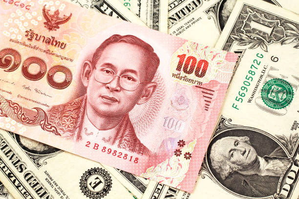 istock A Thai baht note with American one dollar bills 1152500366