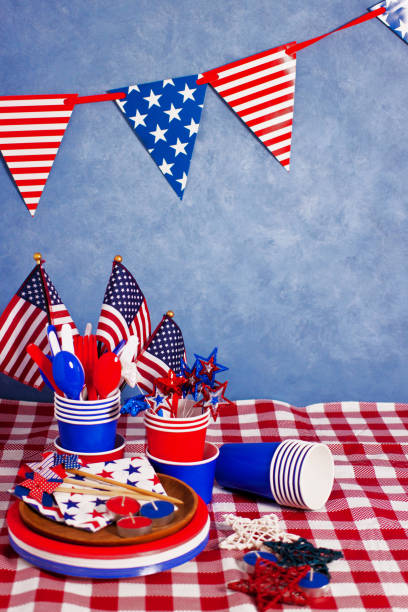 istock 4th July Independence and Labor day American celebration table check tablecloth 1152501250