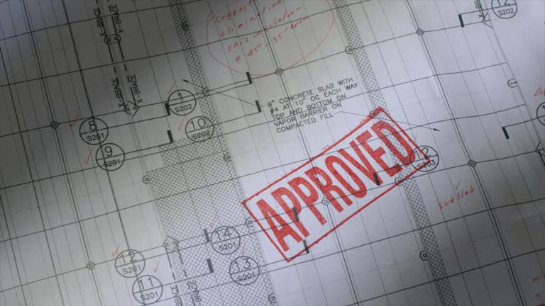 Blueprint with APPROVED Rubber Stamped