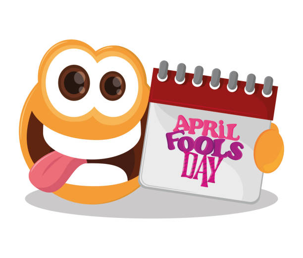 April fools day card April fools day colorful card with funny cartoons vector illustration graphic design april fools day calendar stock illustrations