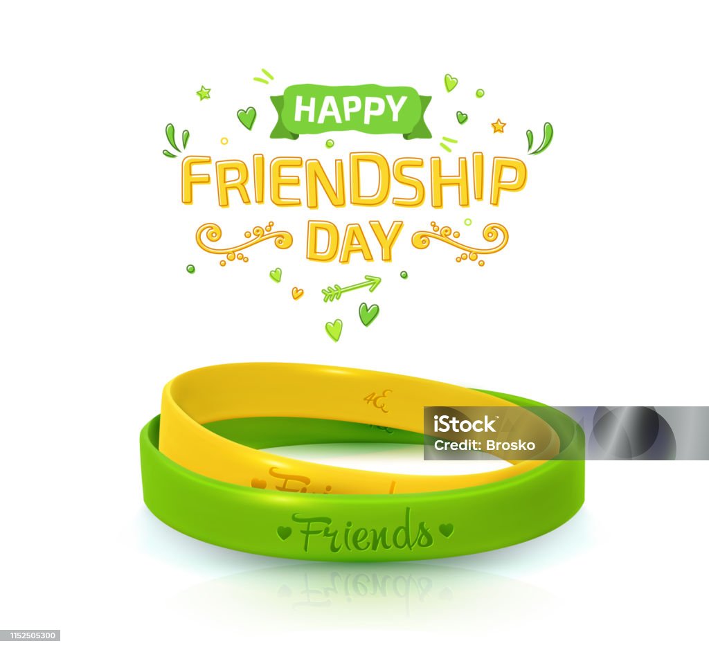 Friendship Day Poster With Two Wristbands For Best Friends Yellow ...