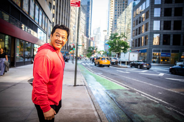 A mature hispanic mixed race man working out in the city