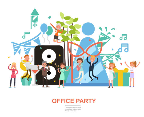 People character vector design. Office party concept. For background, banner, website and landing page. People character vector design. Office party concept. For background, banner, website and landing page. office parties stock illustrations