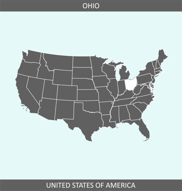 ohio map usa - elyria stock-grafiken, -clipart, -cartoons und -symbole