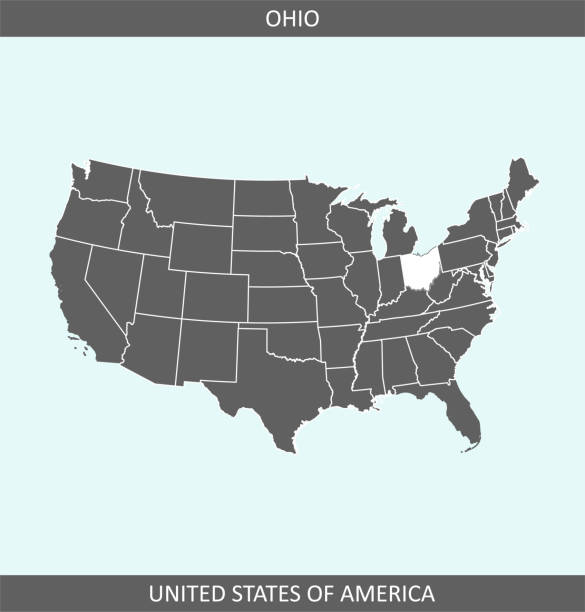 オハイオ州地図 usa - elyria点のイラスト素材／クリップアート素材／マンガ素材／アイコン素材