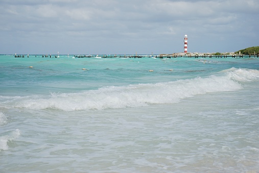 Panoramic view of the beach of Cancun Mexico