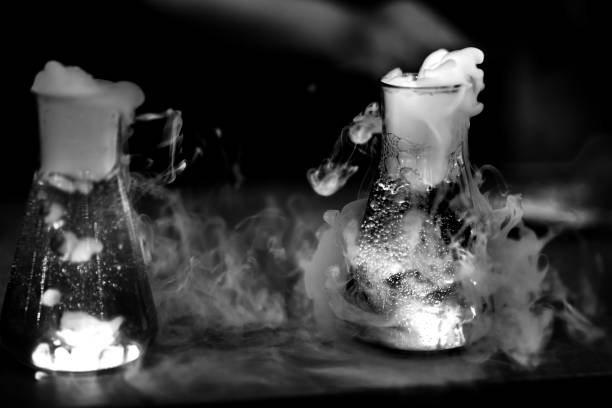 istock Glass flasks with chemical reaction 1152517131