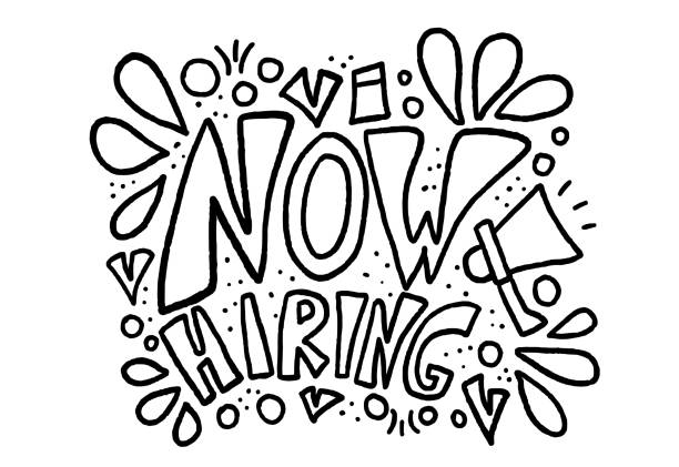 teraz koncepcja oferty zatrudniania. ilustracja wektorowa. - resume help wanted sign hired doodle stock illustrations