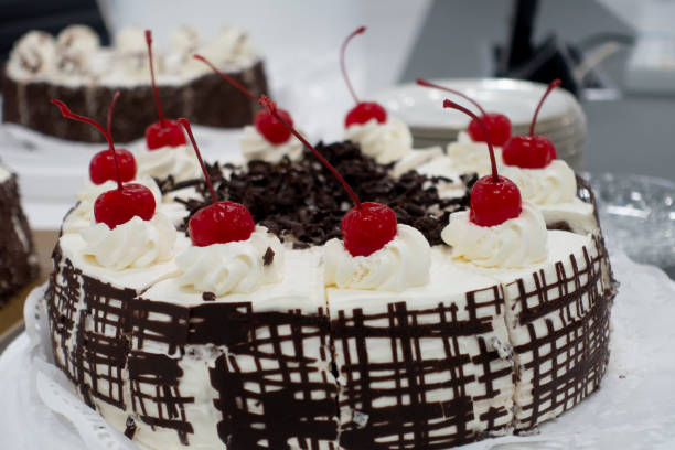 istock chocolate vanilla cream cake  with strawberry and chocolate chip 1152517416
