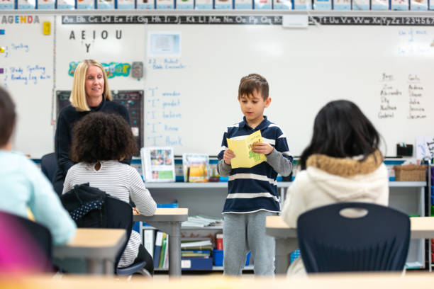 istock Young Caucasian Boy Presenting to His Class 1152517654