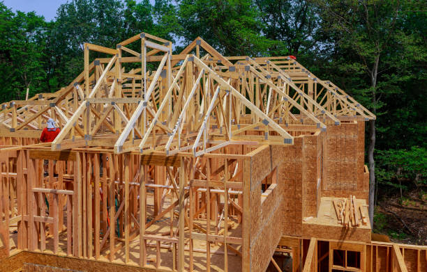 istock New construction of beam construction house framed 1152529177