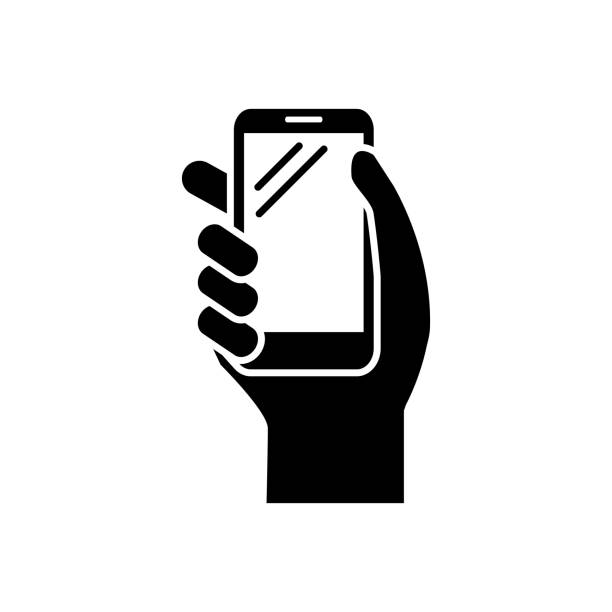 ilustrações, clipart, desenhos animados e ícones de preensão da mão o ícone do vetor do smartphone para o projeto gráfico, logotipo, web site, meios sociais, app móvel, ilustração do ui - mobile phone telephone human hand the media