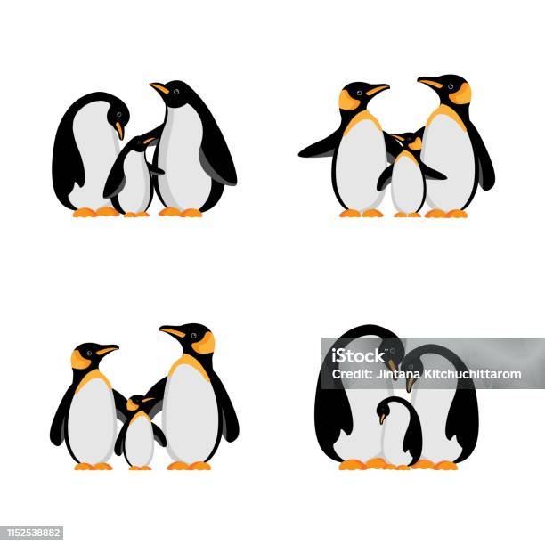 Vector Illustration Penguin Family Stock Illustration - Download Image Now - Emperor Penguin, Illustration, Animal