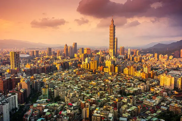 The capital of Taiwan, is a modern metropolis with busy shopping streets and contemporary buildings. The urban skyline is punctuated by the 509m-tall, Taipei 101 skyscraper.