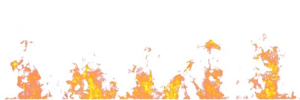 istock Real fire flames isolated on white background. Mockup on white of 5 flames. 1152549982
