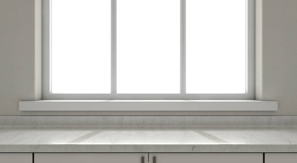 kitchen countertop morning - window sill imagens e fotografias de stock