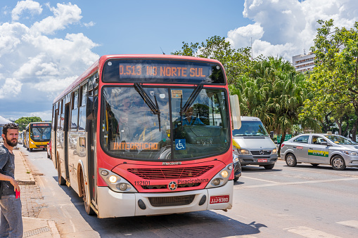 Bus Approaching Bus Stop In Brasilia Stock Photo Download Image Now Bus Approaching Bus Stop In Brasilia Stock Photo Download Image Now