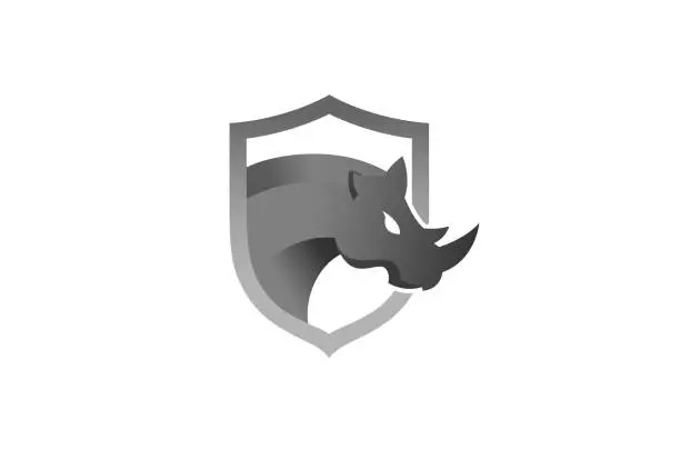 Vector illustration of Creative Rhinoceros Head Shield  Design Symbol Vector Illustration