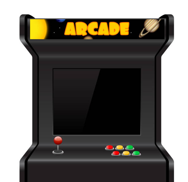 illustrations, cliparts, dessins animés et icônes de machine d’arcade de style rétro avec panneau de commande - video game joystick leisure games control